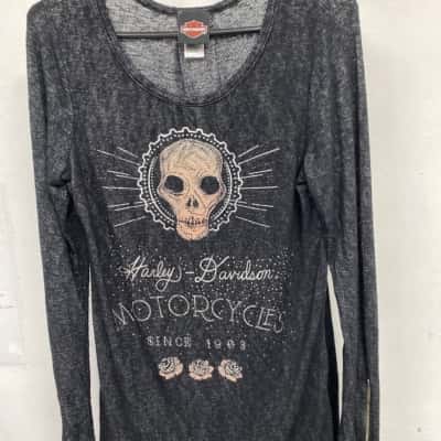 Harley Davidson Womens  Size L Long Sleeve Shirt Black  