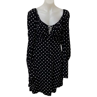 Topshop Womens  Size 14 Mini Dress Black  / Polka Dot / White BNWT