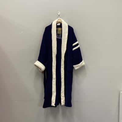  Mens “Champ” Towelling Robe Navy Blue / White 