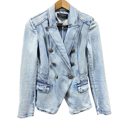 Decjuba Light Blue Double-Breasted Denim Jacket Size 8