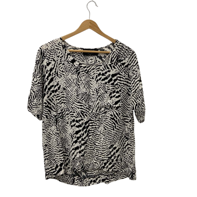 Decjuba Womens  Size S Short Sleeve Top Black  / White 