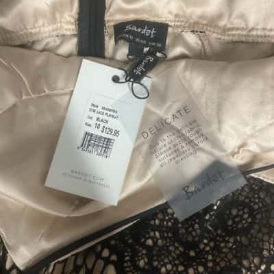 Womens Bardot Lace  Size 10 Playsuit Black  / Nude 