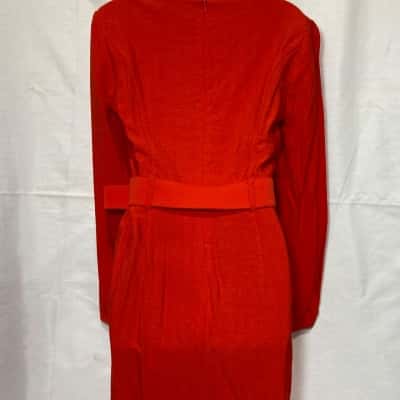 Bardot Power Sleeve Belted Dress - Fire Red - Size 8 - BNWT