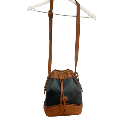 Pringle Pressed Leather Bucket Bag Brown / Green / Navy Blue Tartan Print