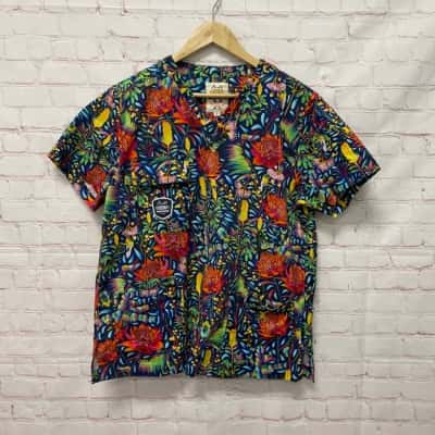 Trademutt Womens  Size 14 Scrub Top Multicoloured 