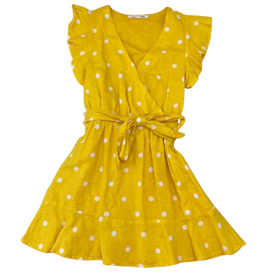 Country Road Spot Wrap Dress in Yellow with White Polka Dots Size 10