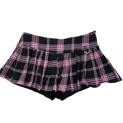 Black Friday Pink & Black Plaid Pleated Skort/Skirt Size 18