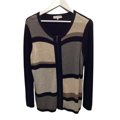 Black Pepper Womens  Size M Cardigan Black  / Brown / Pattern 