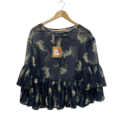 Stevie May Womens  Size XS 3/4 Sleeve Top Floral / Navy Blue 