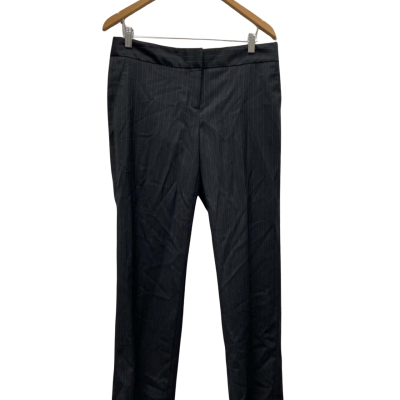 Jigsaw Size 12 WOOL Straight Leg Pants Charcoal Blue / Pinstriped RRP $199.00 