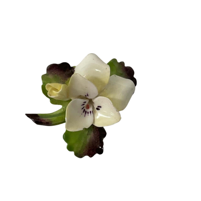  CARA China Staffordshire Porcelain White Flower Brooch 