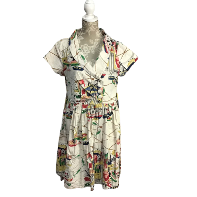 Revival Womens  Size 14, 100% Cotton "Fishing Village" Dress