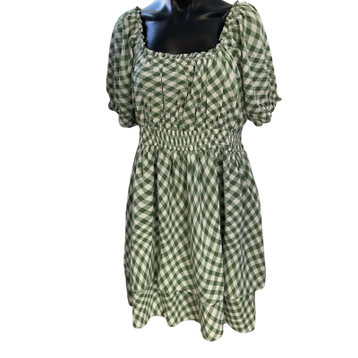 YOU+ALL  Womens  Size 16 Babydoll Dress Checked / Green / White 