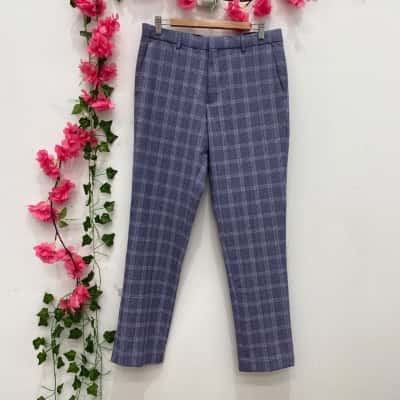River Island Womens Slim Fit Pants Size 30 Blue / Checked 