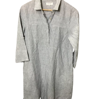  Beach Club Womens  Size 8 6button Shirt Dress Green / Pinstriped / White 