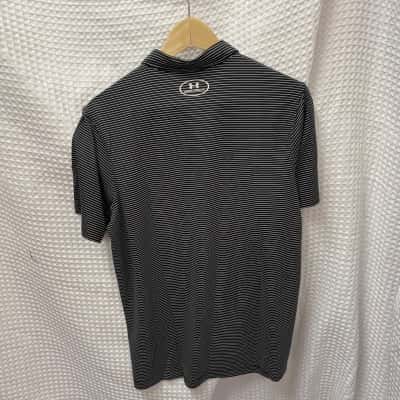 Under Armour Mens Matchplay Size M Polo Shirt Black  / Striped / White 
