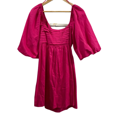 Piper Womens  Size 12 Puff Sleeve Square Neck Dress Hot Pink 