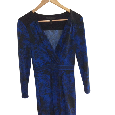 BCBG Max Azria   Womens  Size S Long Sleeve Dress Black  / Blue 