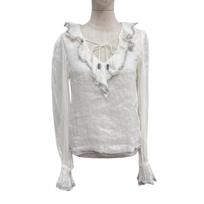 AJE Womens  Size 8 Long Sleeve Top Off White 