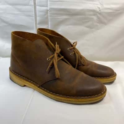 CLARKS ORIGINALS MENS 9 LACE UP LEATHER BOOTS SHOES