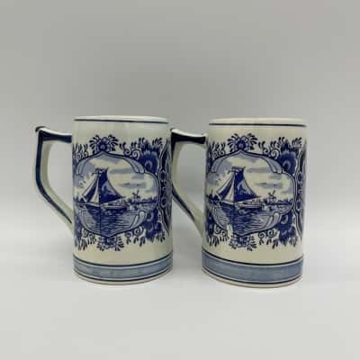 Vintage Handpainted 'Delft Blue' Stein Mugs [S#6]