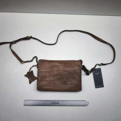 Colorado Collection Brown Croc Embossed Leather Crossbody Bag NWT