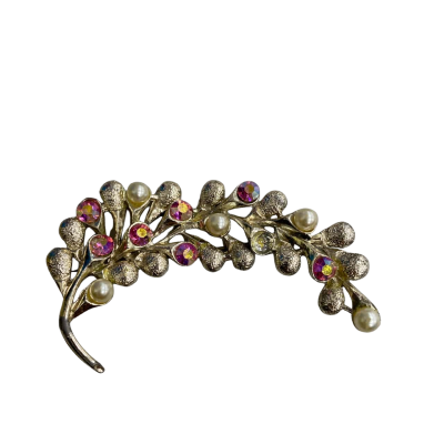  Womens Brooch Pearl / Pink  / Silver