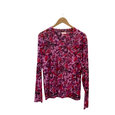 Gorman Womens  Size 18 Long Sleeve Sheer Top Pink / Black / Purple / Abstract 