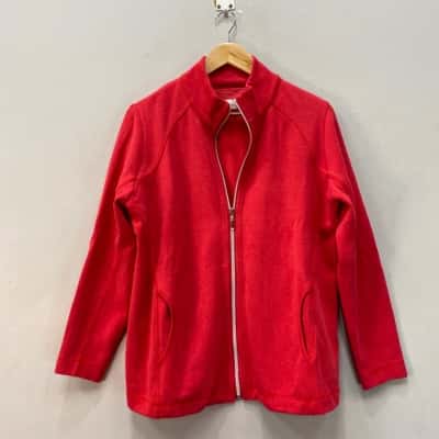 Fella Hamilton Womens Ribbed Stretch Casual Zip-Up Jacket Size 14 Pink/Red 