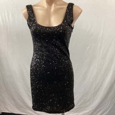 Sass Womens Size 10 Black Sequin Mini Dress  