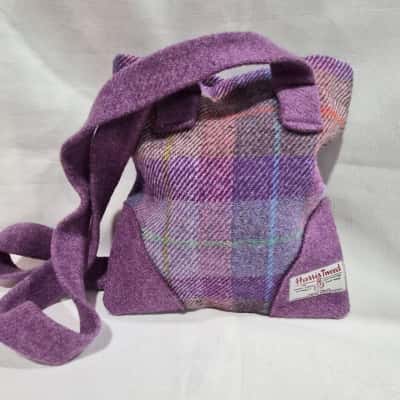 Harris Tweed Purple Plaid Crossbody Bag 