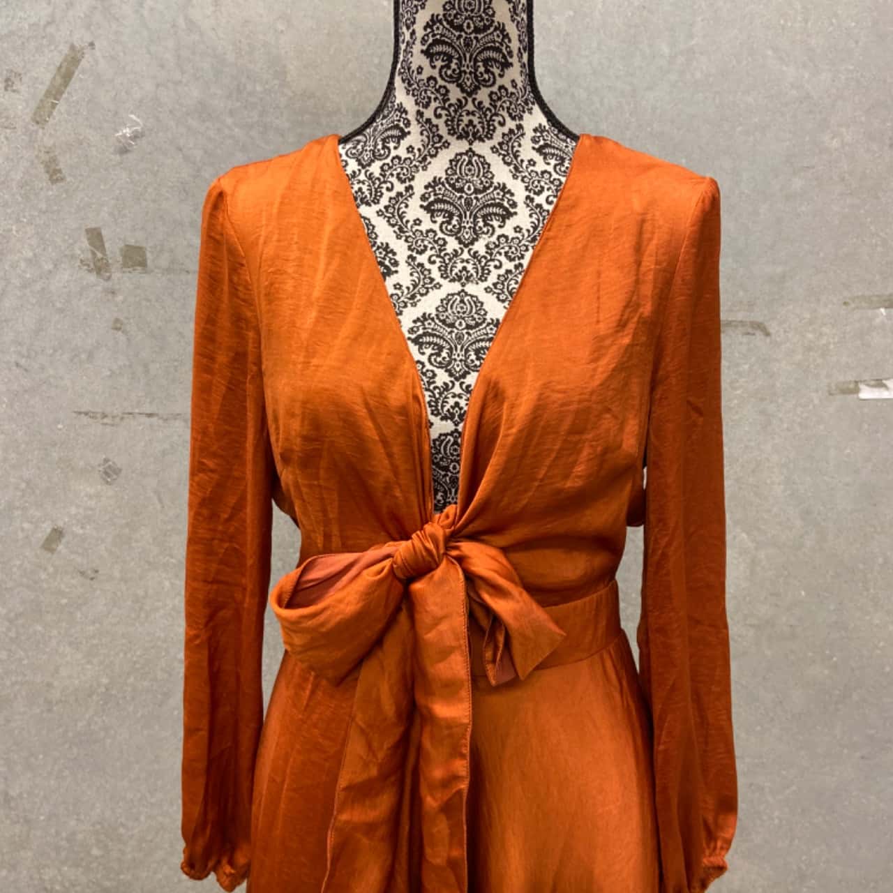 Billy J Womens Size 10 Cocktail Dress / Long Sleeve / Midi Dress Brown (s)