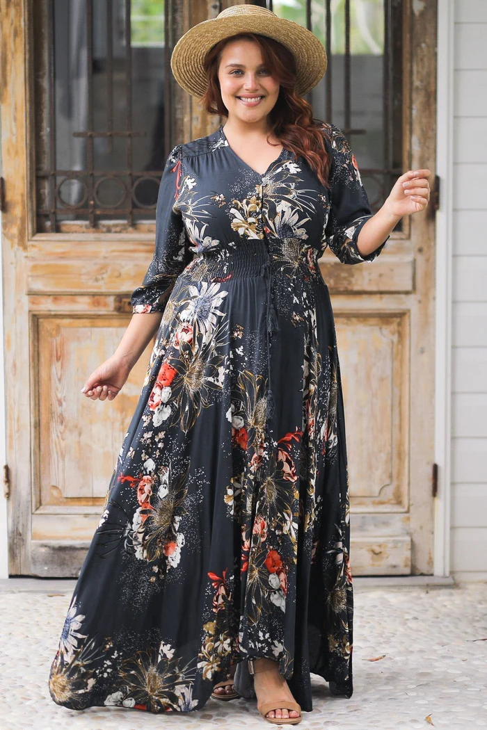 ⚜️Jaase Australia Floral Dresses マキシ Cognac Maxi Dress Floral Carnival print by Jaase – Kenzie Tenzie
