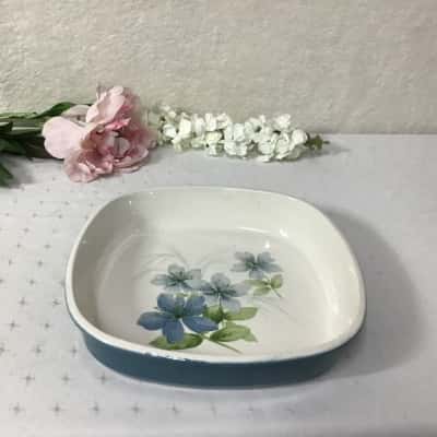 Crown Lynn Cook & Serve Sapphire Floral Pattern Oven Proof Square Baking Dish