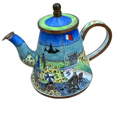 Charlotte Di vita Handpainted miniature enamel teapot Beach design edition C483