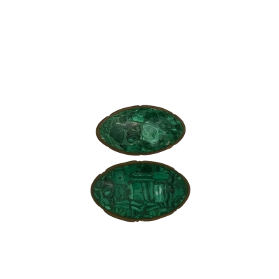 2 x Vintage Malachite and Brass Bowl