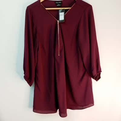 City Chic Womens 3/4 Sleeve Top Purple 