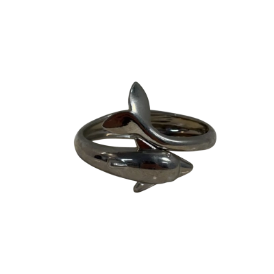 SIlver Toned Wraparound Dolphin Hinged Bangle  / Bracelet