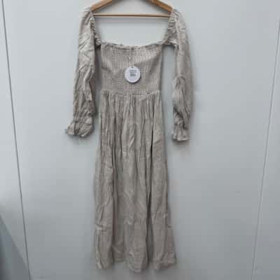 NEW - Petal + Pup Domenica Striped Shirred Long Sleeve Midi Dress - Size L
