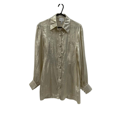 STUNNING ALICE McCALL SILVER/GOLD SHIRT DRESS.  SIZE 8