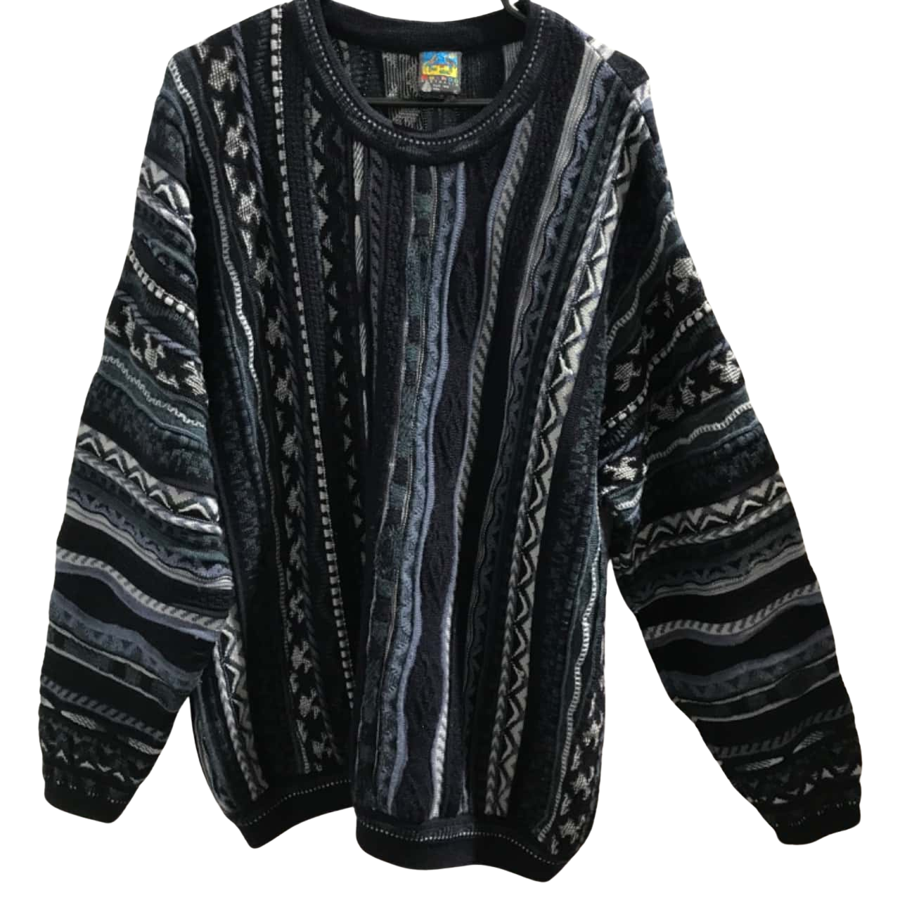 Retro Emaroo. Mens Size XL. Jumper Blue and greys. Very Aussie. Very 90