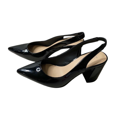 Nude Black Leather Patent Point Toe Heels Size 38