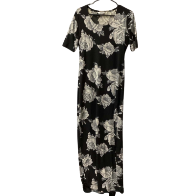 Vintage Lisa Ho Womens  Size 10 Cocktail Dress Black  / Floral(b) Grey / Off White 