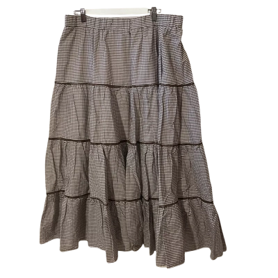 City Chic Womens  Size 18 Ruffled Hemline Skirt Brown / Checked / White 
