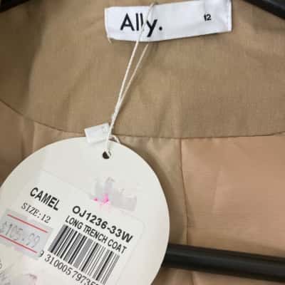 Ally Fashion Womens  Size 12 Trench Coat Beige 