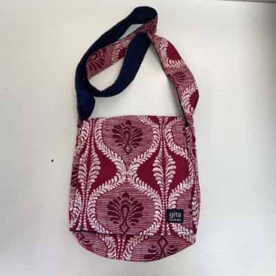 Gita Australia Red Pattern Cotton Cross Body Bag
