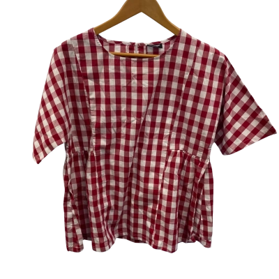 Emerge Womens  Size 14 Blouse / Party Top / Short Sleeve Shirt Checked / Red / White 