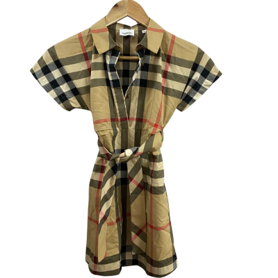 Kids Check Short Sleeve Shirt Dress Size 8Y