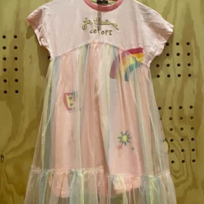 United Colors Of Benetton - Pink dress with rainbow tulle skirt