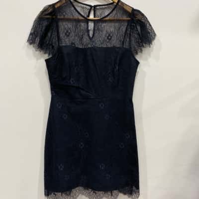 Forever New Womens  Size 10 Cocktail Dress / Mini Dress / Short Sleeve Dress  Black  